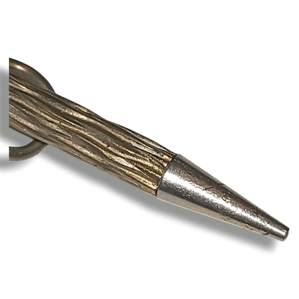 Vintage Gold Tone Mechanical Pencil Blue Cabochon Textured Pocket Clip 3.5